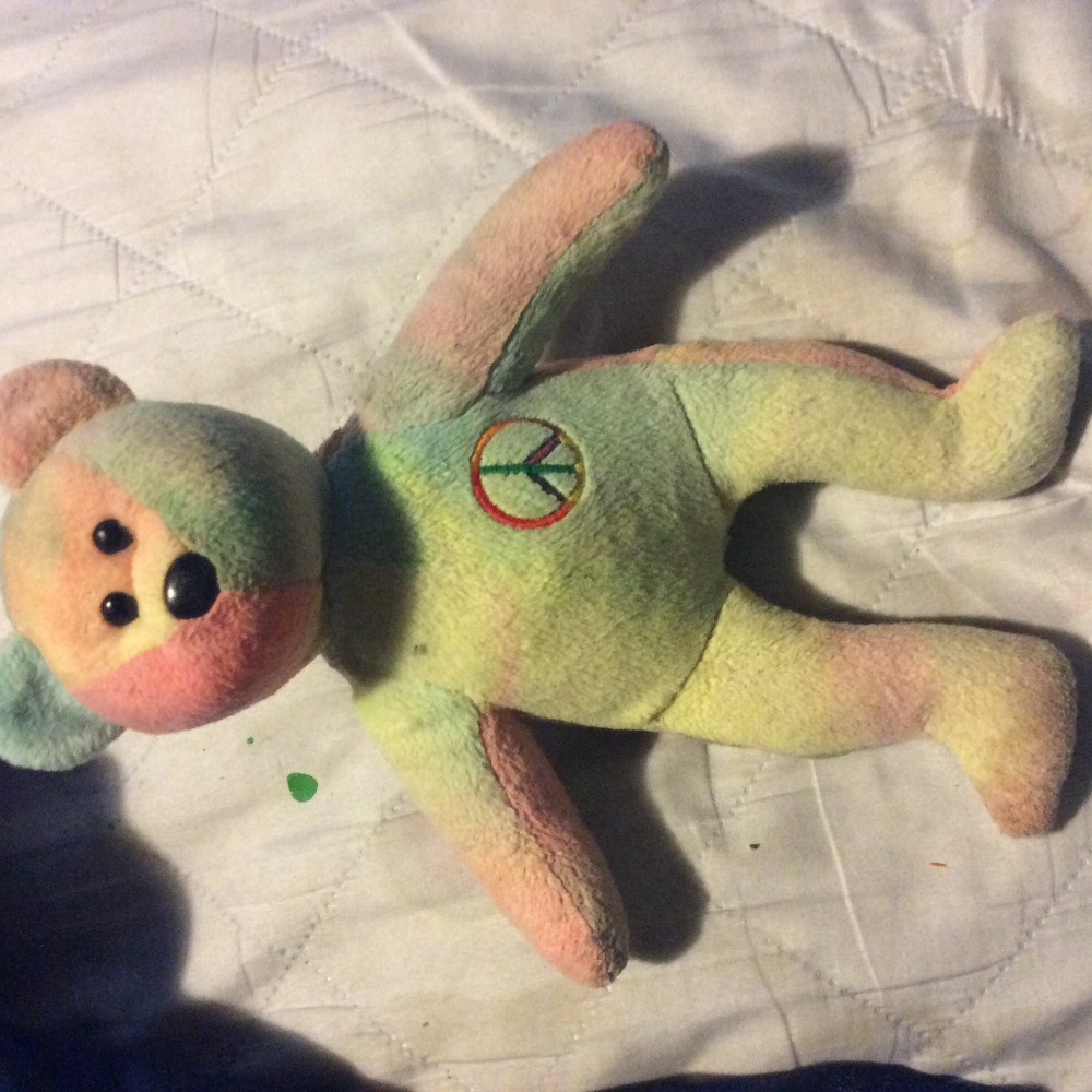 9inch peace bear beanie baby